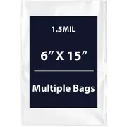 1.5Mil 6" X 15" | LDPE Clear Flat Poly Bags, Flexible & Durable | Multiple Bags