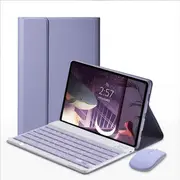 Rk102 Bluetooth Keyboard Mouse and Case for iPad 10.22021/2020/2019/iPad Air 10.5/iPad Pro10.5-purple