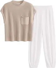 [PRETTYGARDEN] Womens Two Piece Outfits Sweater Sets Knit Pullover Tops And High Waisted Pants Matching Tracksuit Sweatsuit Set
