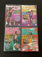 (4) RICHARD SIMMONS DVD MOVIE LOT SEALED NEW SWEATIN THE OLDIES & BOOGIE DOWN