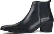 [OSSTONE] Dress Boot for Men Leather Chukka Designer Boots Casual Heel Shoes Zipper-up