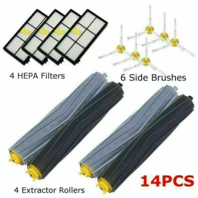 14PCS Roller Side Brushes HEPA Filters Kits for IRobot Roomba 800 900 Series