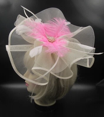 Large Flower Feathers Alice Band Fascinator Headband Hat Wedding Royal Ascot UK