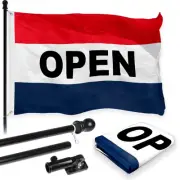 Combo Pack: 5 Ft Tangle Free Aluminum Spinning Flagpole (Black) & Open