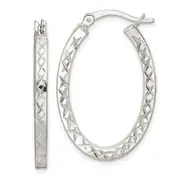 Sterling Silver Diamond-Cut 2.5mm Oval Hoop Earrings