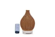 Essential Oil Aroma Diffuser and Remote - 100ml Rattan Woven Mist Humidifier
