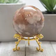 Flower Agate Egg Sphere - Natural Pink Red Cherry Blossom Stone Crystal #FAS78