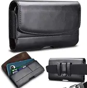 Takfox Phone Holster, Premium Leather with Belt Clip and Loops RFID Blocking Card Holder for iPhone 11 Pro Max 11 Pro 11 Xs Max XR 8 Plus 7 Plus,Galaxy Note 10 Plus A10e(Fits Phone with Case on)-Black