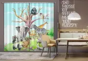 3D Elephant Monkey ZHUA012 Animal Blockout Photo Curtain Fabric Window Zoe