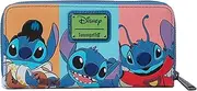 [Loungefly] Disney Stitch Color Block Wallet Zip Around Clutch, Multicolor