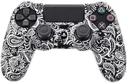Camouflage Case Graffiti Studded Dots Silicone Rubber Gel Skin for Sony PS4 Slim/Pro Controller Cover Case for Dualshock4 Digital Black and White