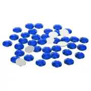 20mm Flat Back Round Acrylic Rhinestones, 200 Pack Plastic Circle Gems, Blue
