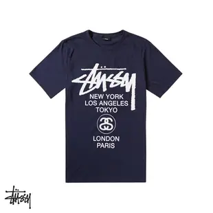 Stussy World Tour 藍 短袖T恤 短T 基本款 經典款 世界巡迴 Logo