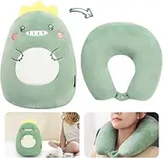 [JIRONN] Travel Pillow, Neck Pillow, 2-in-1 Travel Pillow, U-Shaped Neck Pillow, Foam Pillow, Animal Pillow, Comfortable Neck Pillow, Travel Pillows for Sleeping Airplane, Car (Green Dinosaur)