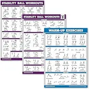 Palace Learning 3 Pack - Yoga Ball Workout Exercises Volume 1 & 2 + Warm Ups - Stability Ball Routine - Fitness Charts