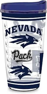 Rico Industries NCAA Nevada-Reno Wolf Pack - UNLV 16 oz Double Walled Insulated Tritan Mayhem Tumbler Cup Keeps Drinks Cold & Hot, USA Made