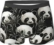 [QMNEHJ] Panda Graphic Black and White Men's Boxer Briefs Breathable Stretch Underwear Moisture-Wicking Trunks for Men