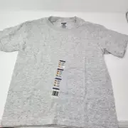 Jerzees heavyweight blend M 10/12 Youth gray short sleeve tshirt 22" long Z1