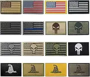 WZT Bundle 16 Pieces American Flag Tactical Military Morale Patch Set