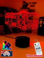 FIRE ENGINE TRUCK SCANIA 3D LED Battery USB Night Light 7 Colour Changing Room