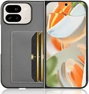 Jarttarn Compatible with Google Pixel 9 Pro Fold Case, Premium PU Leather Ultra Slim Shockproof Back Bumper Phone Case Cover with Card Slot for Pixel 9 Pro Fold Phone Case (Gray)