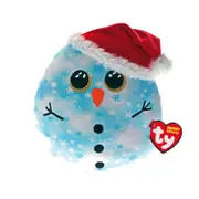 Ty Christmas Fleck The Blue Snowman 14" Squish-A-Boo