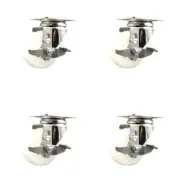 3 Inch 316SS Nylon Wheel Swivel Top Plate Caster Set with Brake Service Caster