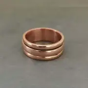 Pure Uncoated Solid Plain Copper Healing Spinner Ring Band for Men & Women,