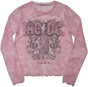 [Rock Off officially licensed products] AC/DC Plug Me In Long Sleeve Mesh Crop Top L