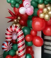 Beliueyes Christmas Balloon Garland Arch Kit 153pcs Red Green Gold Party Decor