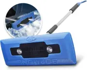 4-In-1 Telescoping Snow Broom,Ice Scraper, 18-Inch Foam Head headlights, blue