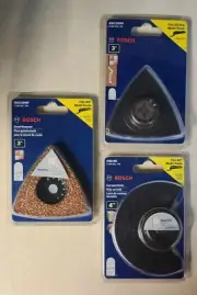 Bosch Multi-Tools Lot of 3 (1- 4" Serrated Knife, 2-3" Grout Remover)