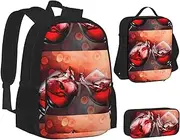 [WURTON] Magic Witch Witchcraft Bohemian Drawing Print Teenage Bookbag Lunch Bag Pencil Case 3 In 1 School Backpacks, Red Wine Glass Cheers, One Size