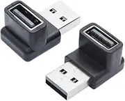 Riertostng 2 Pieces Right Angle USB A Male to Female Adapter, 90 Degree Type A 10Gbps Data Transfer Male Coupler OTG (Angled 10Gbps)
