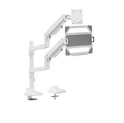 Brateck Pole-Mounted Gas Spring Dual Monitor Arm - White