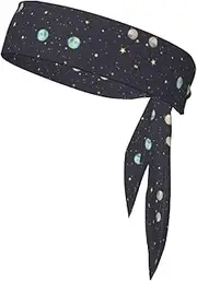 Galaxy.. Sports Strap Double-Sided Headscarf Men's Bow Tie Sports Headscarf Running Yoga Exercise Headband