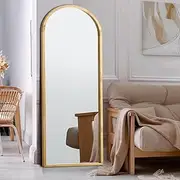 Oikiture Full Length Mirror 166 x 60cm Arch Floor Mirror Standing Mirror for Home Entry and Living Room Wood