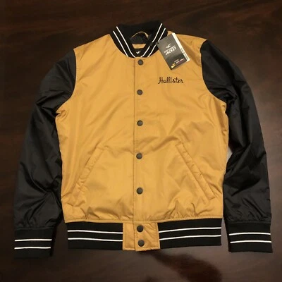 Hollister California Varsity Bomber Jacket Adult Size XS Black Lined Y2K NWT