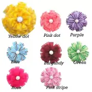 Puppy Bows organza fancy flower accessory loop collar slide 4" dog bow (DC50)