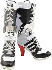 [Chong Sheng] Womens Cosplay Halloween White PU Pleather Shoes High Heel Boots 3.6 incehs, White, 9
