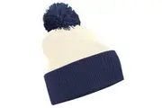 Beechfield Kids Snowstar Duo Two-Tone Winter Beanie Hat (Off White/French Navy) (One Size)