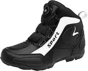 PENXZT Mens Motorbike Boots Leather Motorcycle Riding Shoes Plus Size Racing Ankle Boots Outdoor Casual Non-Slip