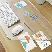 Clear Desk Mat on top of desks - 32 x 16 inches - Clear Transparent Plastic Desk Protector - Desk Writing Mat for Office and Home