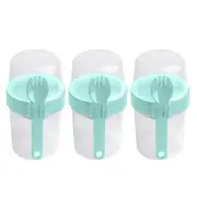 3x LocknLock To-Go 2-Way Food Container Storage w/ Fork Utensil 17.6cm Aqua