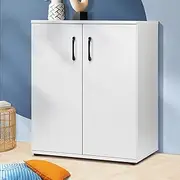Oikiture Storage Cabinet Bathroom Cabinet Tallboy Kitchen Cupboard Bedroom Sideboard Freestanding 3-Shelf Cupbboard Organiser White
