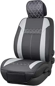 Amazon Basics Deluxe Sideless Universal Fit Leatherette Seat Cover, Black with Gray Diamond Pattern