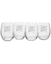 Susquehanna Set of 4 Schmutz Happens 21oz Stemless Wine Glass