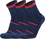 [Busy Socks] 3 Pack Men's Merino Wool Running Quarter Socks Womens Ankle Thick Cushioned Athletic Socks for Hiking Walking