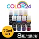 【Color24】for EPSON 2黑6彩 增量版 T00V100/T00V200/T00V300/T00V400 相容連供墨水(適用 L3110/L3150)