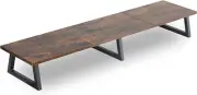 TEAMIX 42 Inch Large Dual Monitor Riser,Rustic Brown Extra Long TV Stand Riser M